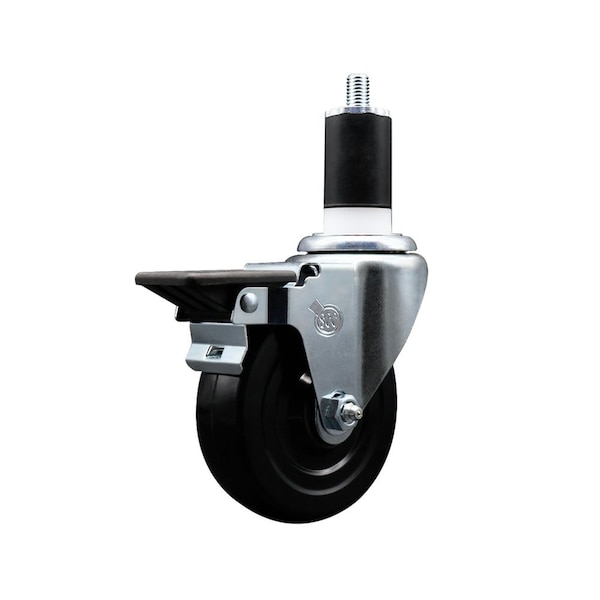 4'' Hard Rubber Swivel 1-1/2'' Expanding Stem Caster with Brake